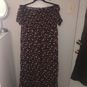 Off the Shoulder Floral Dress with Slit on side